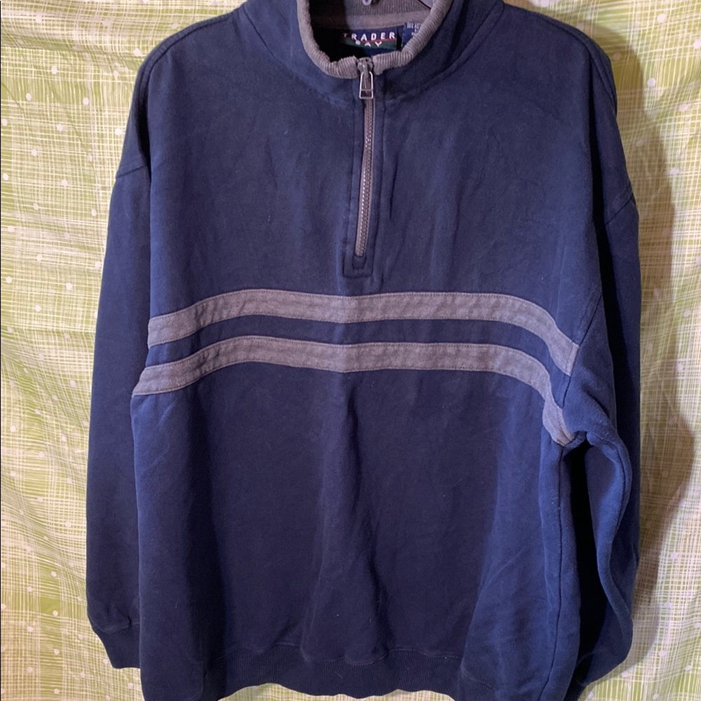 Navy Blue and Gray Men's Sweater
